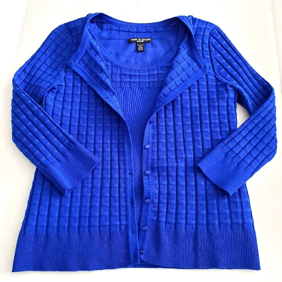 Cable \u0026 Gauge Sweaters | Cable \u0026 Gauge Petite 2 Piece Cardigan | Color: Blue | Size: Mp | Fbird2's Closet
